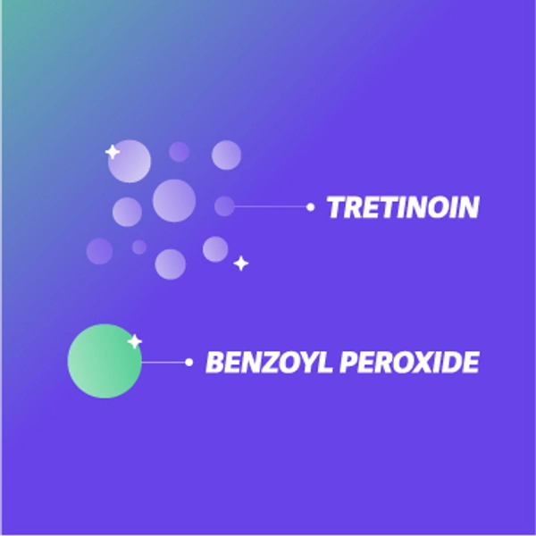 Illustration of tretinoin and benzoyl peroxide molecules